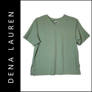 Dena Lauren Men Short Sleeve T Shirt V neck Size 1X Green